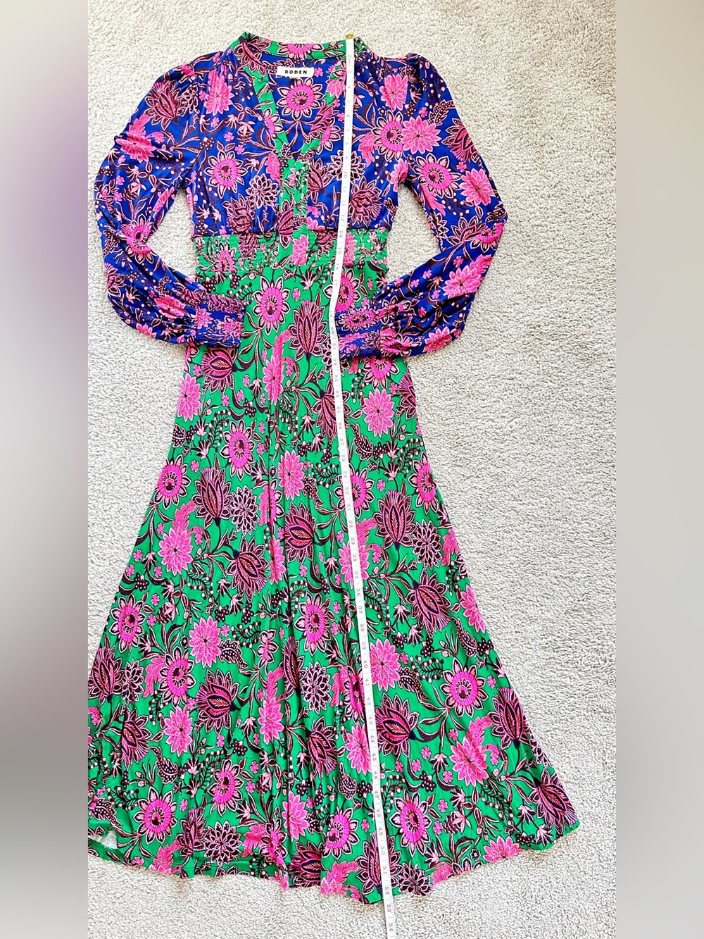 Boden Ivy Smocked Midi Dress Sz 2 - Picture 3 of 7